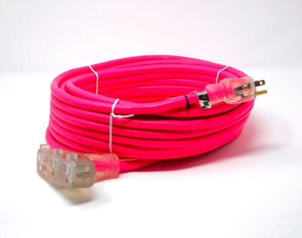 25' Pink 12/3 SJTWA-UL OSHA Heavy Duty Power Extension Cord
