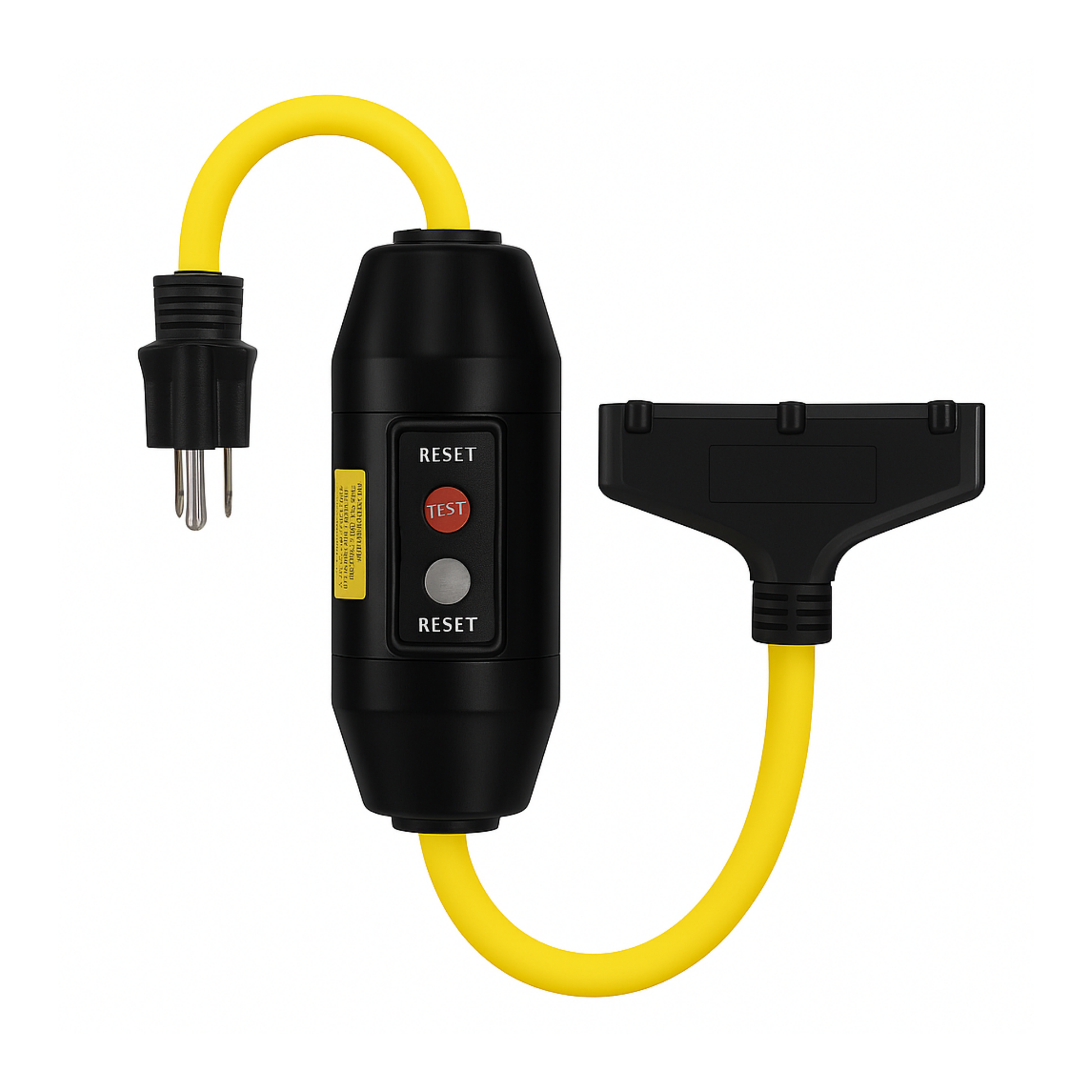2-Foot Heavy-Duty In-Line GFCI with Triple Tap - 20 Amp Rated